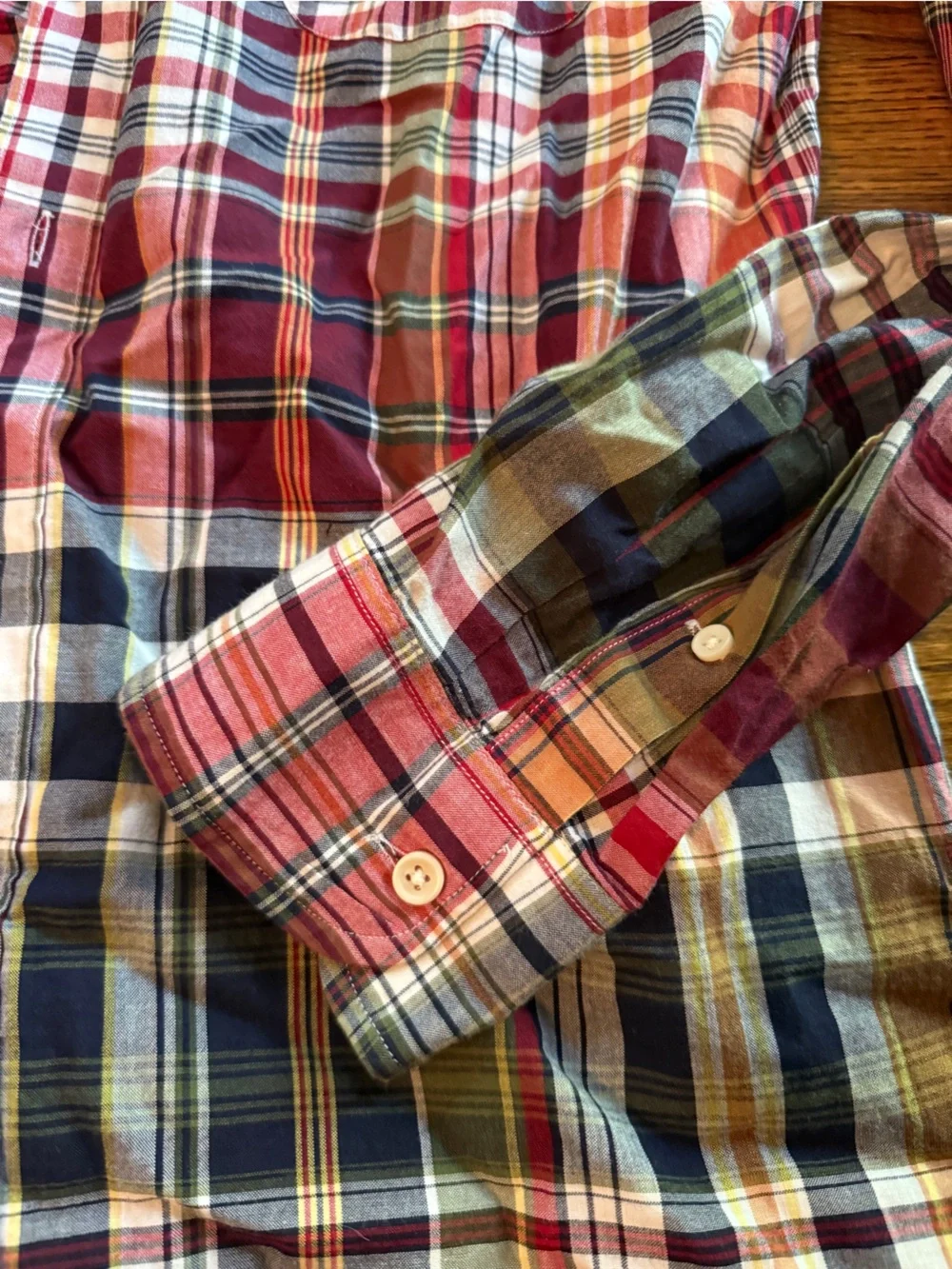 J. Crew Plaid Button-Down Shirt — Red, Blue, Green, White